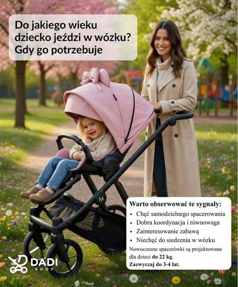 Wiosenny spacer z dzieckiem w spacerówce – uśmiechnięta 4-latka i mama w parku.